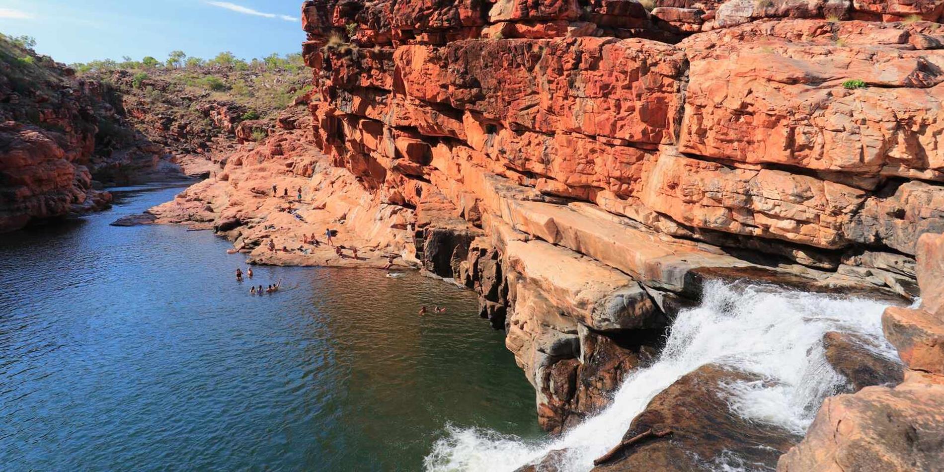 People swimming at Bell Gorge in the Kimberley