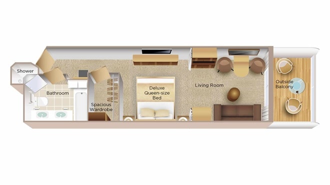 Cabin plan of the Verandah Suite layout